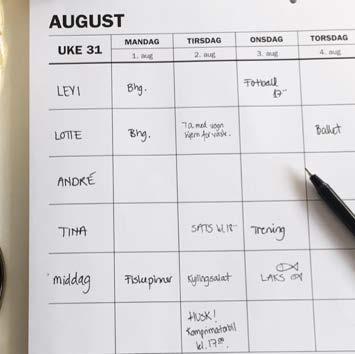 Mange familiar bruker ein kalender for å organisere
