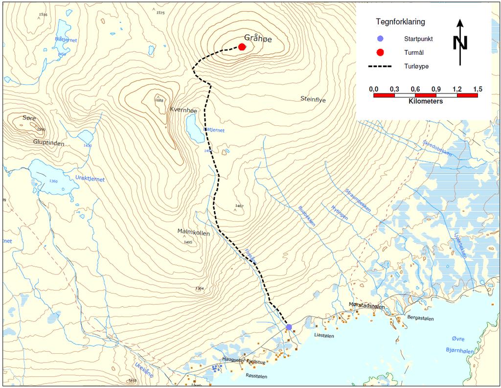 1. Gråhø (1779moh) Ta av frå fv 51 nord for Bygdin. Følg Jotunheimvegen mot Skåbu. Bombillett kr. 100. Køyr ca 13,5 km til mellom Haugseter Fjellstue og Listølen.