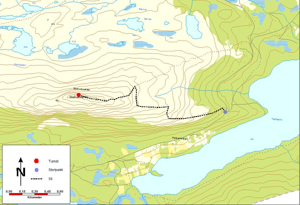 11. Skarvemellin (1276 moh) Nordfrå: Ta av F51 ved Coop Marked Rogne, kjør 1.100 m etter Gamlevegen til Melbybråten. Frå Fagernes: ta av F51 ved nykrysset, kjør 300 m til Melbybråten.