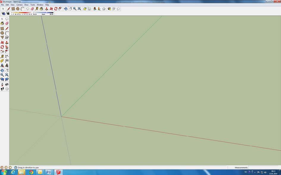 For å lage sol- og skyggediagram er det best å velge Google Eart Modeling- Meters. Når Template er valgt, trykk på Start using SketchUp.