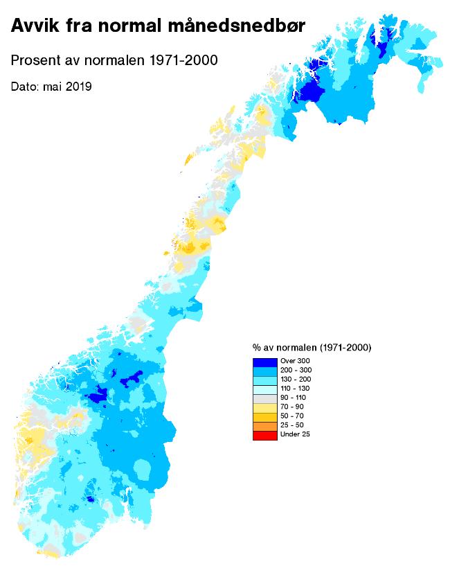 I april var månedsnedbøren for hele landet 40 prosent av normalen. Det er den tørreste april siden 1918.