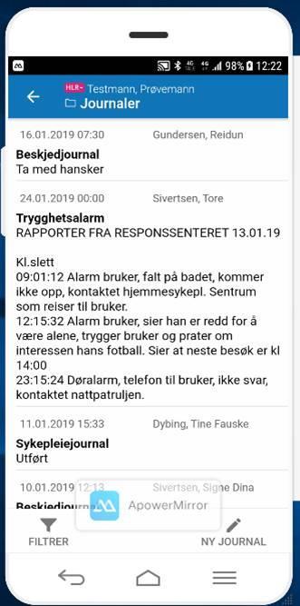 automatisk overføring 1 gang i døgnet innenfor rammen av utprøvingen.