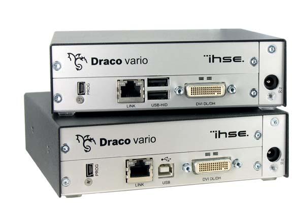 DRACO VARIO DUAL-HEAD/DUAL LINK EXTENDERS Resolutions up to 2560 x 2048 and 4K30 DMS-59 adapter included Dual-Head for 2 Single Link monitors Option for redundant path interconnects Data transmission