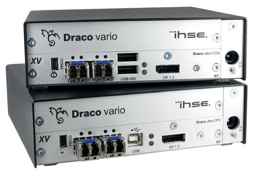 DRACO ULTRA DISPLAYPORT EXTENDERS Resolutions up to 4096 x 2160 @ 60Hz 24 bit (Deep Color), 4:4:4 Lossless transmission No frame drops Data transmission via single fiber Combined video and audio