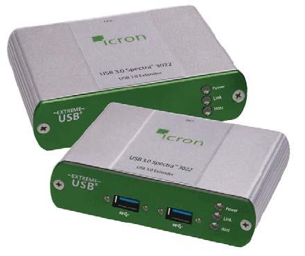 ICRON USB 3.0 SPECTRA 3022 USB EXTENDER USB extension up to 100 m Delivers speed, isolation and security over multi-mode fiber Supports USB 3.