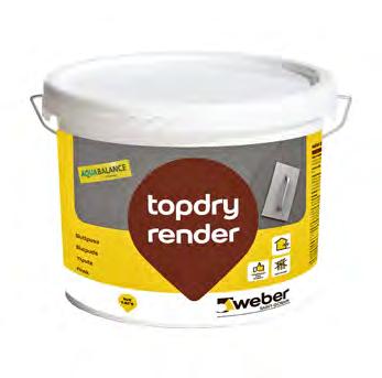 weber topdry render Produktdatablad PRODUKTFORDELER Reduserer risiko for begroing sopp/alger Miljøvennlig og uten utvaskbare biocider Meget diffusjonsåpen PRODUKTBESKRIVELSE weber topdry render er en