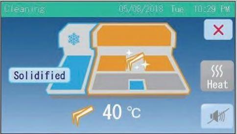 I rengjøringsmodus slås varmeelementene i pinsettholderen og varmeplaten av, og temperaturen synker. Dette skjermbildet viser gjeldende temperatur i pinsettholderne. [2] 3.