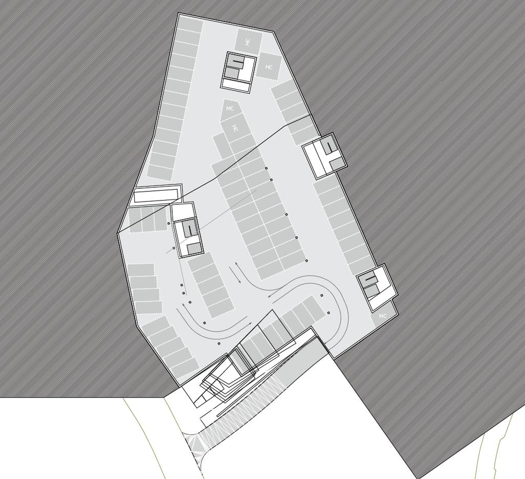 2.7. Parkering Det er planlagt at parkering vil foregå i en parkeringskjeller under tre av byggene. Figur 11 viser en foreløpig skisse av hvordan denne kan utformes.