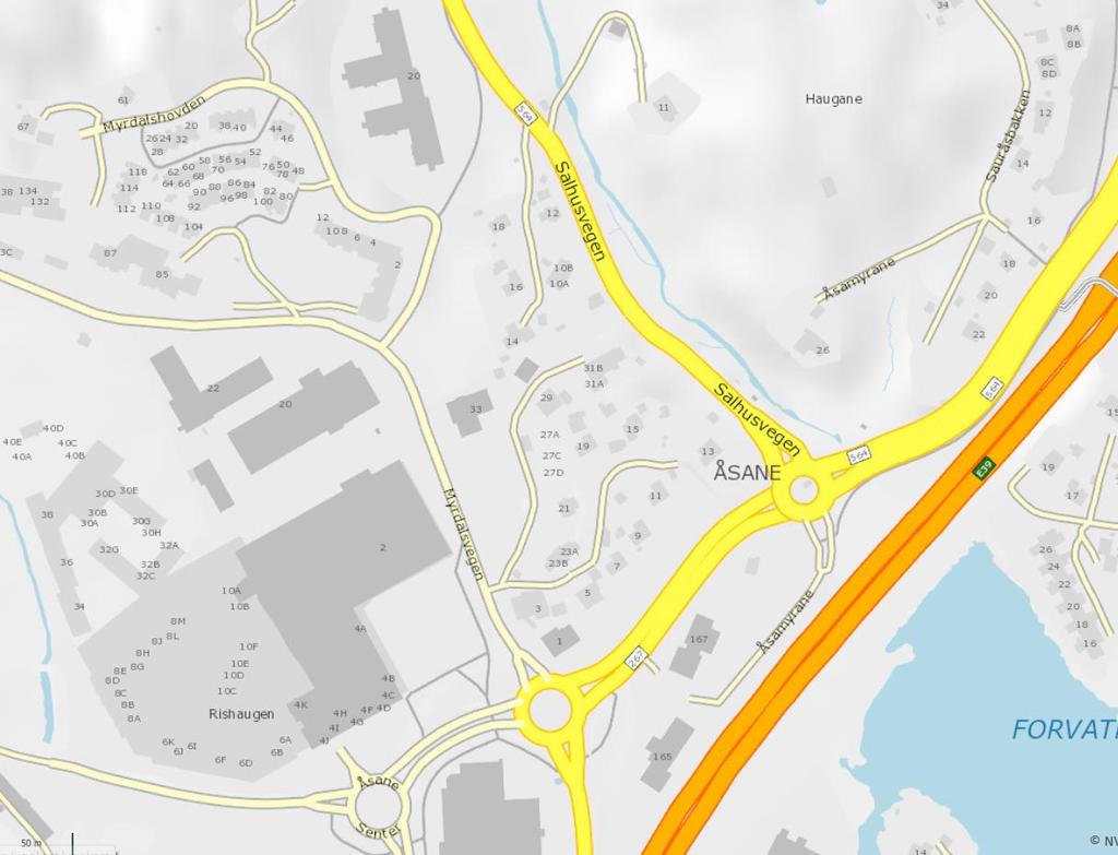 1.4. Kollektivtilbud Planområdet ligger ca. 350 meter unna holdeplassen «Salhusvegen» via Salhusvegen, og ca. 350 meter unna holdeplassen «Salhuskrysset» via Myrdalsvegen.