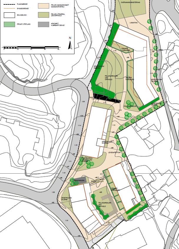 2. Planforslaget 2.1. Beskrivelse av planforslaget Planforslaget legger opp til å etablere ca. 108 leiligheter fordelt over fire bygg.