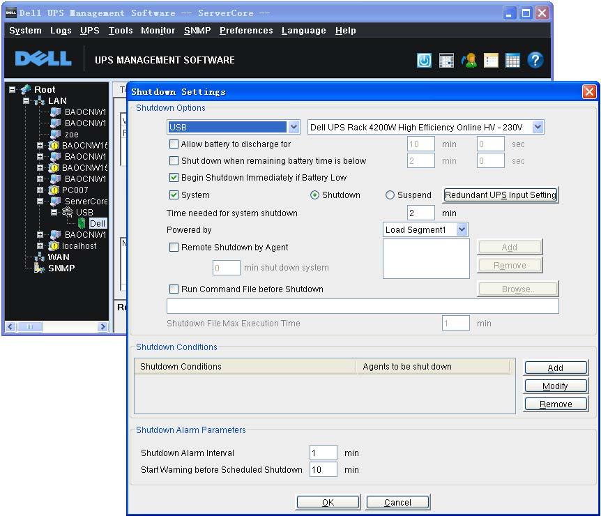 Configuring the UPS from a Remote Machine After the installation, you can verify and modify the shutdown settings of the Agent through a remote PC with a graphical user interface (GUI).