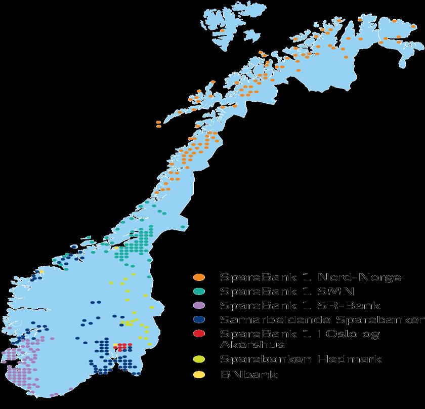 SpareBank 1 Alliansen Sterk posisjon nasjonalt, regionalt fokus SpareBank 1 Alliansen består av 14 banker Opererer utelukkende i Norge den bankgrupperingen i Norge med flest bankkontorer med om lag
