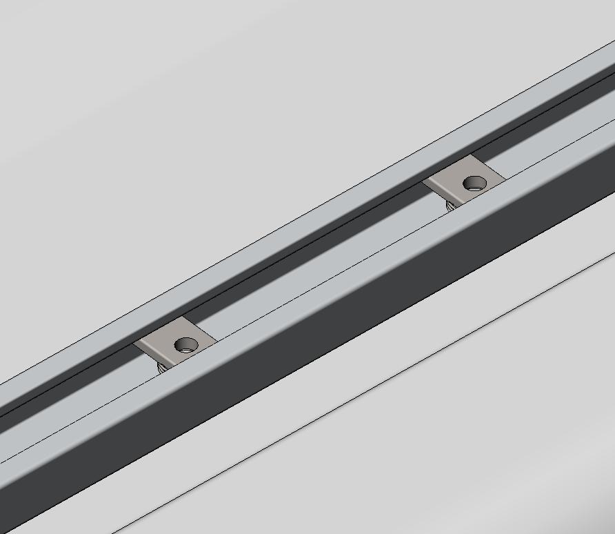 1 Attach two channel nuts on each mounting track.