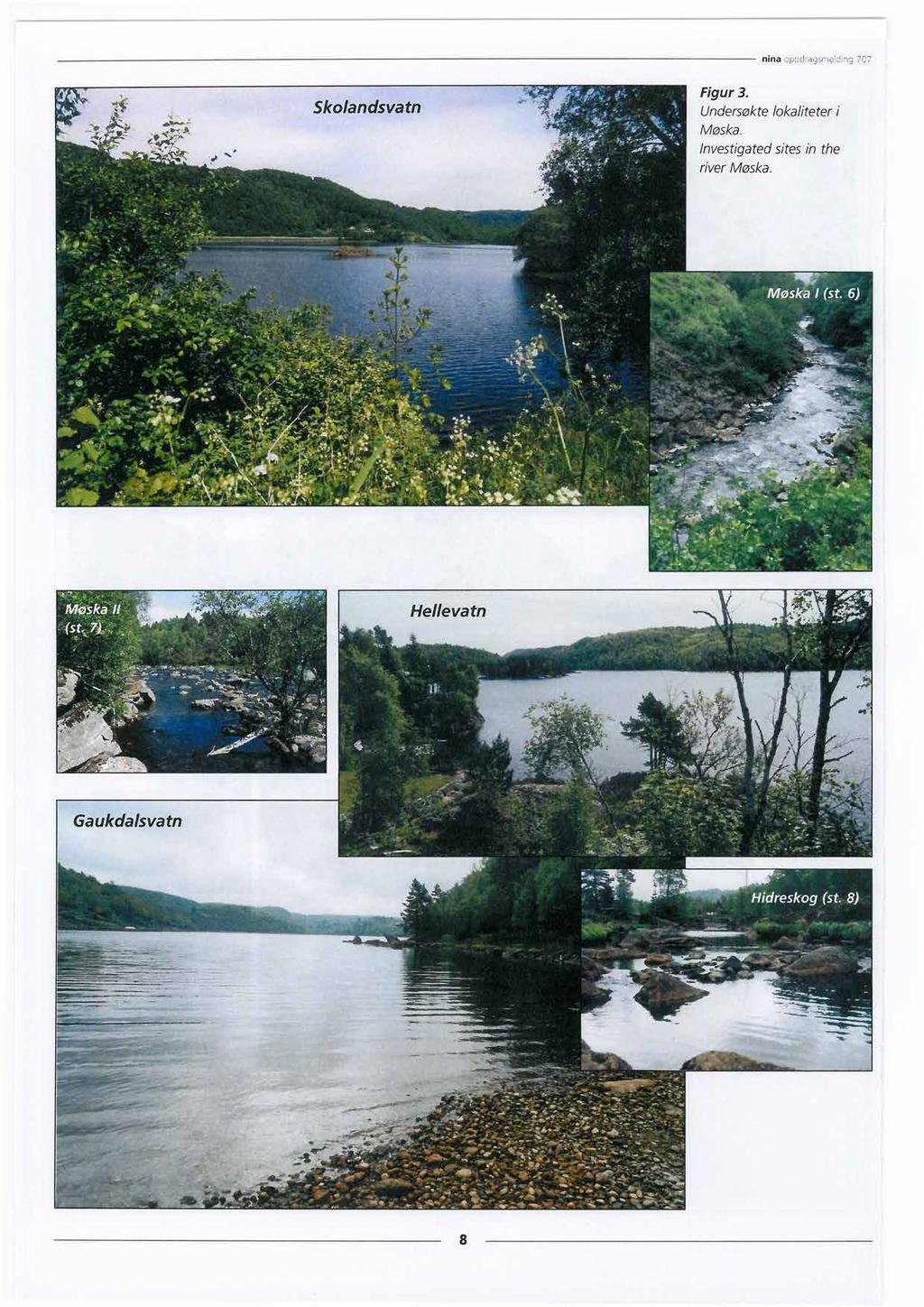 nina 707 Skolandsvatn k Figur 3. Undersøkte lokaliteter i Møska. Investigated sites in the river Møska.