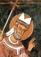 Wikipedia und zwar am 31. Dezember 335 n. Chr. Außerdem gilt er als Erbauer der ersten Petruskirche über dessen Grab in Rom.