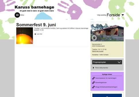 Hjemmesiden På www.minbarnehage.no/karussbhg finner du info om barnehagen.