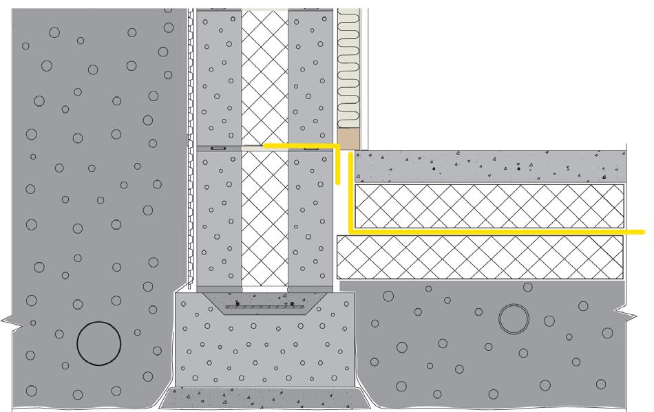 På oversiden beskyttes membranen med isolasjon og beskyttelsesplast eller