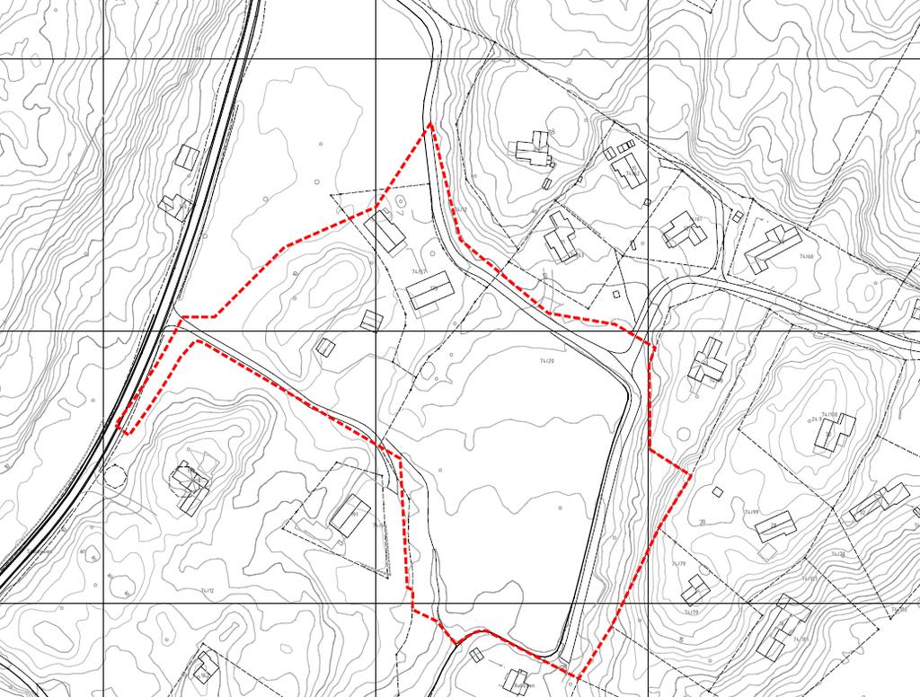 Forslag til planprogram Moneheia boligområde del av område B2 Side 8 av 20 Området utgjør 16,8 daa medregnet del av planlagt ny/utvidet fylkesvei.