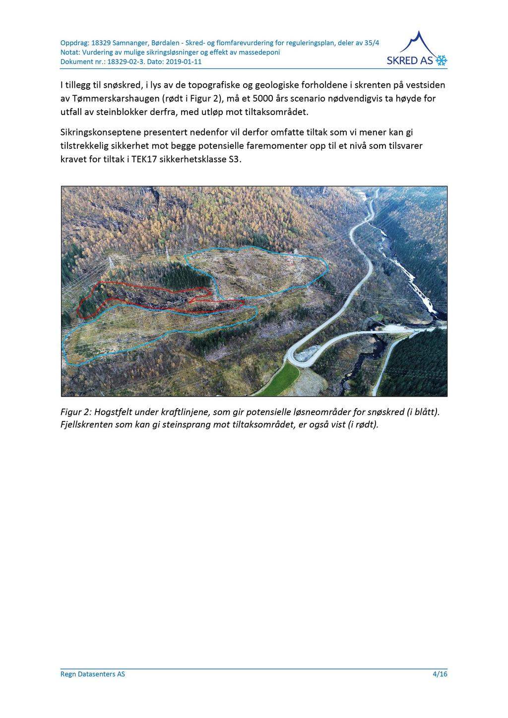 Oppdrag: 18329 Samnanger, Børdalen - Skred-ogflomfarevurdering for reguleringsplan, deler av 35/4 I tillegg til snøskred, i lys av de topografiske og geologiske forholdene i skrenten på vestsiden av