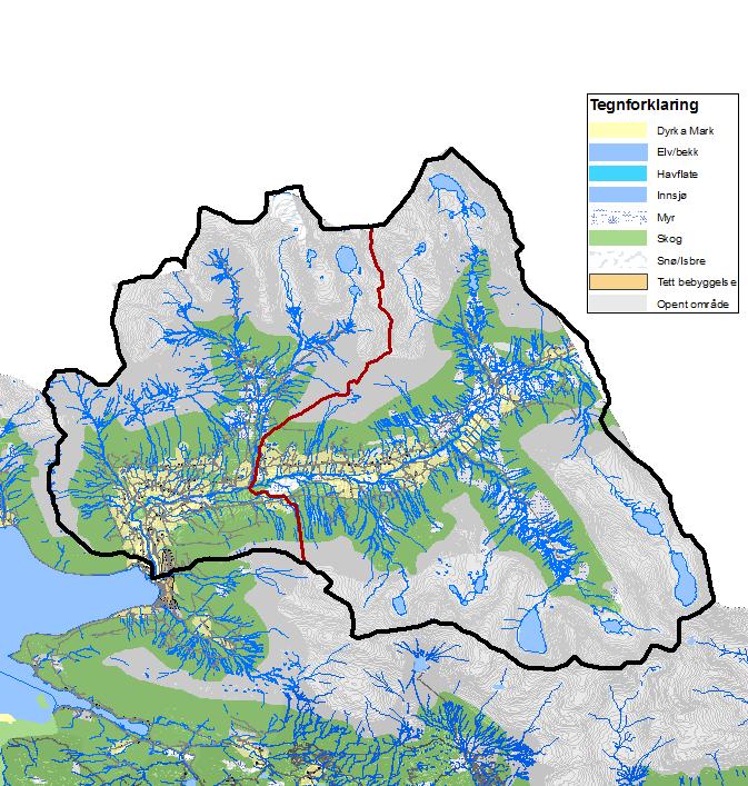 Fannemel Taraldset Grodås Figur 2. Lokalisering og storleik av nedbørfeltet til Storelva i Hornindal kommune.