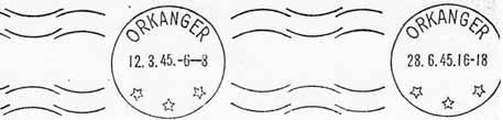 Stempel nr. M1 Type: MH25 Utsendt: 15.03.1945 ORKANGER Registrert brukt fra 12.4.45 IWR til 20.5.68 OGN Stempel nr.