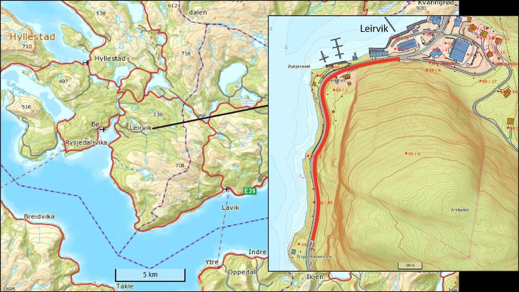 1. Innleiing I 2012 blei arbeidet med reguleringsplan for gang- og sykkelveg/fortau starta opp på Fv 607 mellom Heggebø og Leirvik (figur 1).