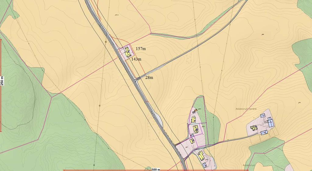Detaljkart nordover fra Stokkebekkveien kart 2-1 2A Aslakrud nordre Trasévurdering for 2.