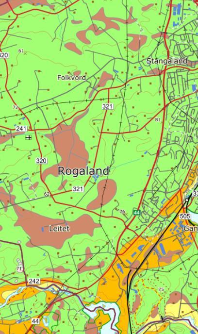 18 GJENNOMGANG AV LEDNINGSTRACE Figur 3.5-2: NGU kart visende de geologiske avleiringer i området hvor traséen er plassert. Ledningstracete er forsøkt inntegnet med rødt.