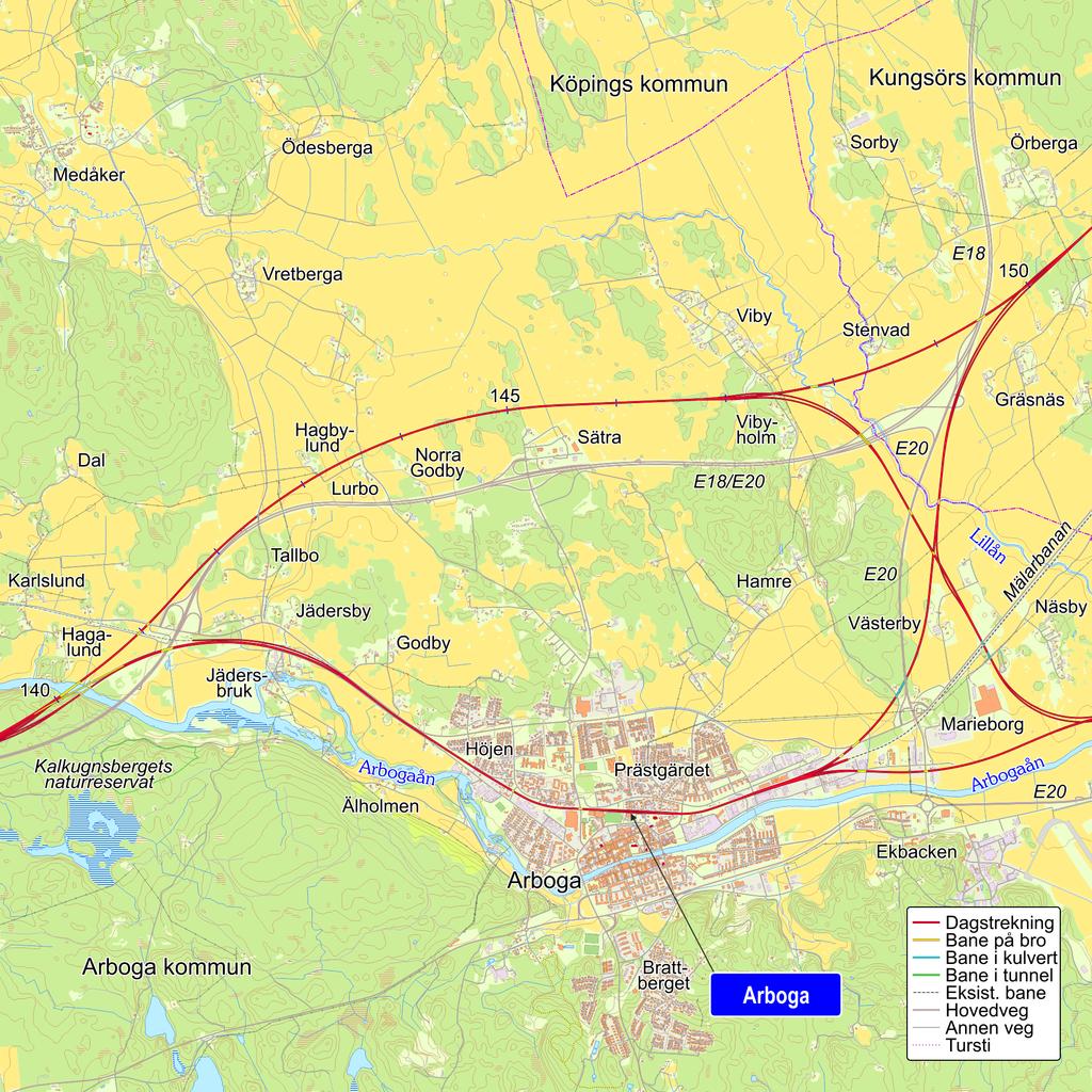 Trasékart 8-2: Örebro grense Västerås Enköping grense, fra Hagalund til Örberga, samt tilgrensende strekninger. Norsk Bane AS.