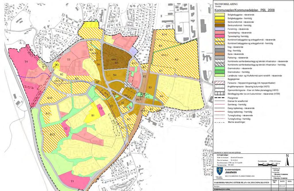 6 Figur 2. Utsnitt av kommunedelplan for Jessheim med eiendommen avmerket. Fra kommunens kartportal.