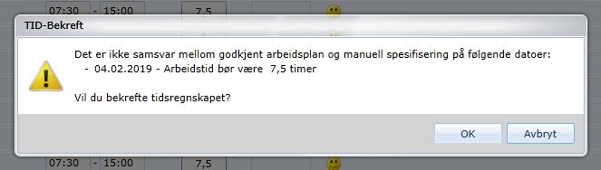 Ubunden tid ut-saldo: hva Utsaldo vil være hvis måneden blir godkjent. Høytidstimer: Antall spesifiserte timer på røde dager.