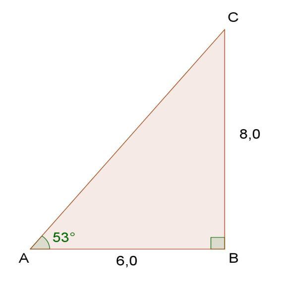 Oppgåve 4 I trekant ABC er vinkel A 53, AB 6,0 m og BC 8,0 m. a) Finn vinkel C.