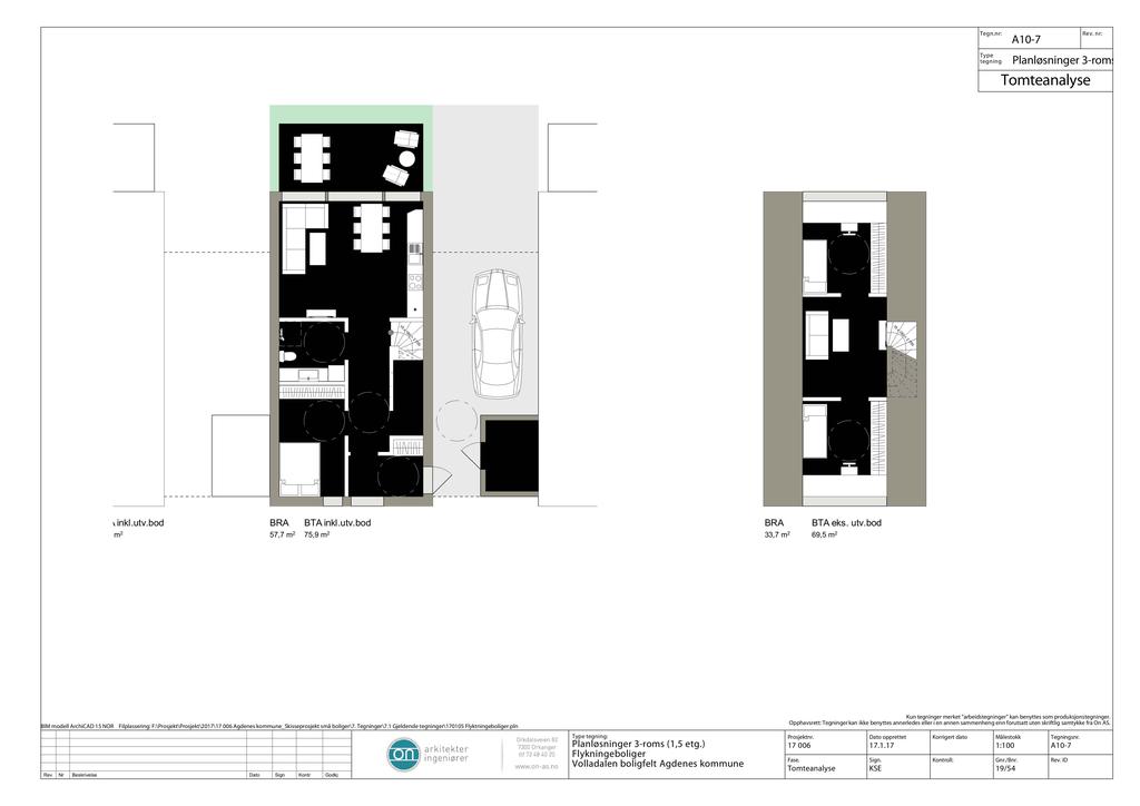 A 1-7 Planløsninger 3 - roms ( 1, 5 e 1, 5 m 2 Stue / kjøkken / gang 3, 2 m 2 Bad 5, 3 m 2 1 5x18 =27 1 5x18 =27 Gang / Loftsstue 11, 4 m 2 9, 8 m 2 Bod 3, m 2 1, 9 m 2 VF 4, 1 m 2 Sportsbod 5, m 2