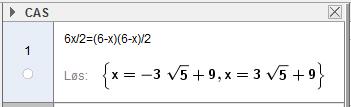 Siden x < 6, blir x = 9 3 5 Arealet av de tre blå trekantene blir da ( ) 6 9 3 5 3