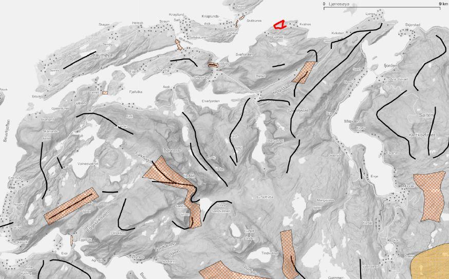 4.4 Flyttleier, trekkveier og beitehager Figur 4.7 Oversikt over trekkleier, flyttleier og oppsamlingsområder i nærheten av tiltaksområdet. Planområdet er indikert med rødt nord i kartet. 4.5 Samlet belasting 4.