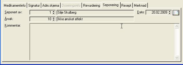 Startdato: Kommer automatisk opp dagens dato. Ordinert av: Her legges det inn legens navn. Dato: Dagens dato kommer automatisk opp, kan overstyres. Klikk på OK-knappen.