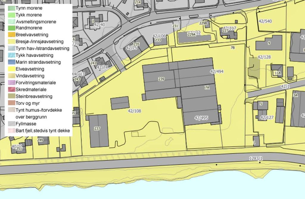 2 Grunnforhold Kvartærgeologisk kart (FIGUR 2) viser at grunnforhold forventes å bestå av