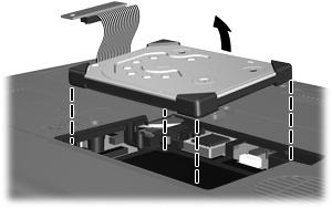 13. Løft harddisken ut av harddiskbrønnen. Slik setter du inn en harddisk: 1.