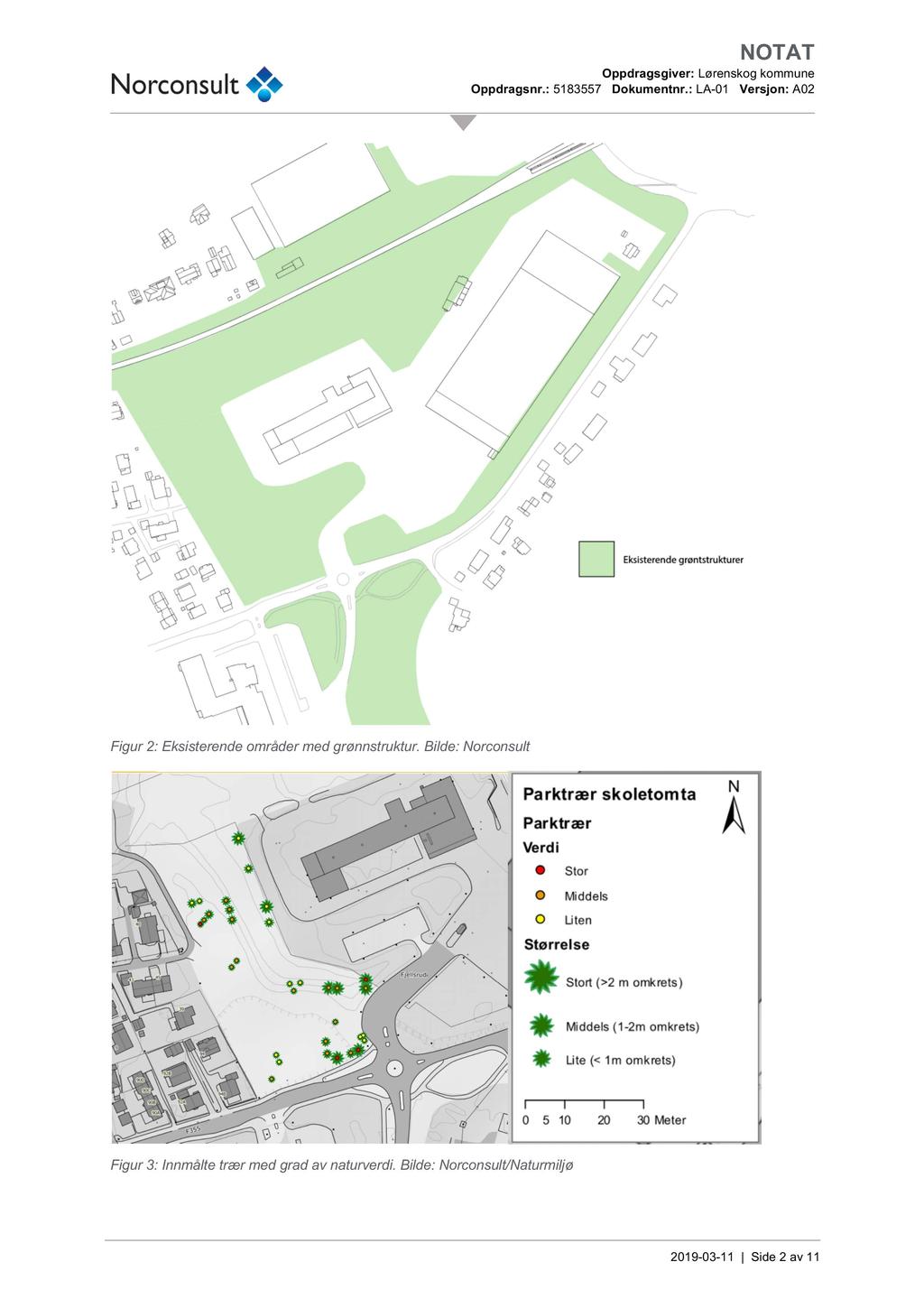 Figur 2: Eksisterende områder med grønnstruktur.