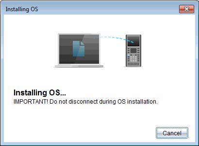 Klikk på Installer OS for å laste ned operativsystemet og oppdatere kalkulatoren. Bekreftelsesmeldingen «Du er i ferd med å oppgradere kalkulatorens operativsystem.