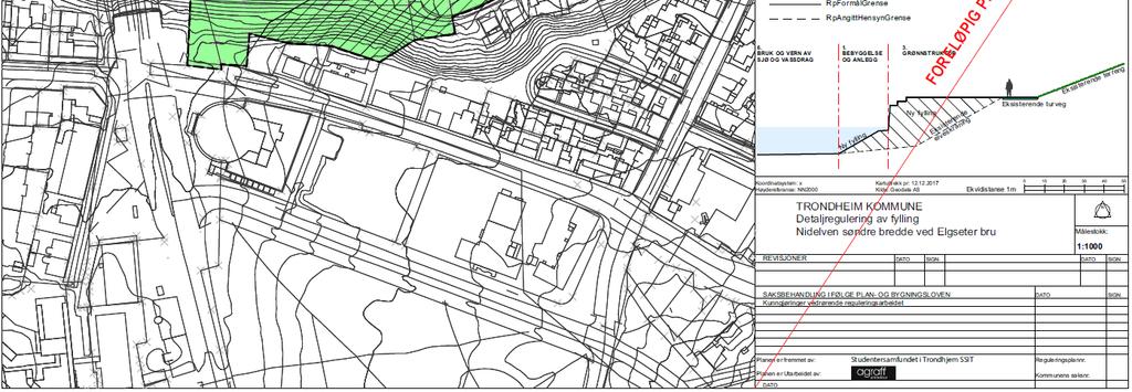 405/207 i Trondheim kommune, planlegges en støttefylling i Nidelva, jfr. figur 3.