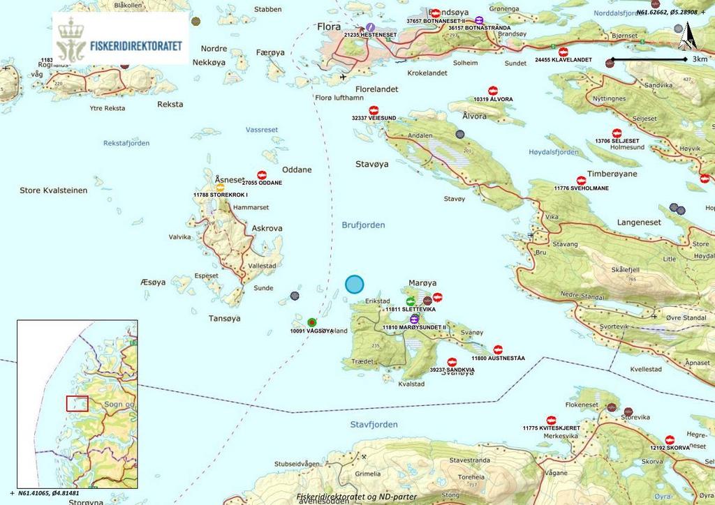 2 Materiale og metode 2.1 Område og prøvestasjoner Den planlagte oppdrettslokaliteten ligger i Brufjorden i Flora kommune, Sogn og Fjordane.