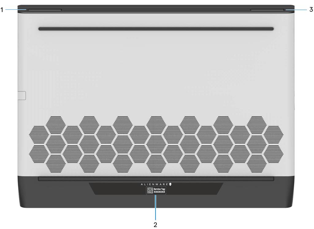 MERK: Det kreves USB Type-C for adapteret (selges separat) for å koble til DisplayPort-enheten. 4 Ekstern grafikkport Koble en Alienware-grafikkforsterkeren for å forsterke grafikkytelse.