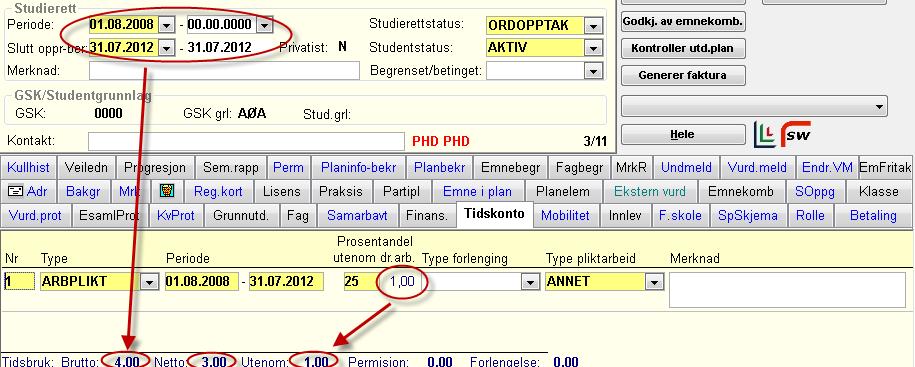 Eksempel 9 Tilfelle: Registrering av tilfelle der man ikke hører noe fra studenten på årevis, og man antar at vedkommende ikke arbeider aktiv med oppgaven, men man har ikke hjemmel for å hive ut