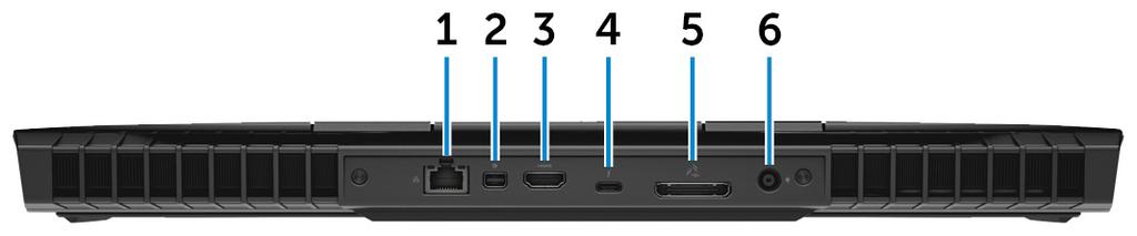 Baksiden 1 Nettverksport (med lys) Koble til en Ethernet (RJ45)-kabel fra en ruter eller et bredbåndsmodem for tilkobling til nettverk eller Internett.