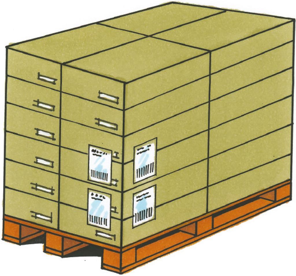 Utforming av Standardpall (Helpall og Lavpall) En Standardpall skal inneholde samme produkt (samme GTIN) med et fast antall D-pak, i et fast pallmønster, med likt antall D-pak per lag, og hvor