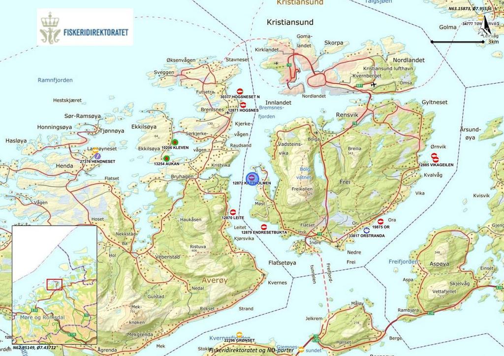 2 Materiale og metode 2.1 Område og prøvetaking Oppdrettslokaliteten ligger i Bremsnesfjorden mellom øyene Averøya (Averøy kommune) og Frei (Kristiansund kommune) i Møre og Romsdal.