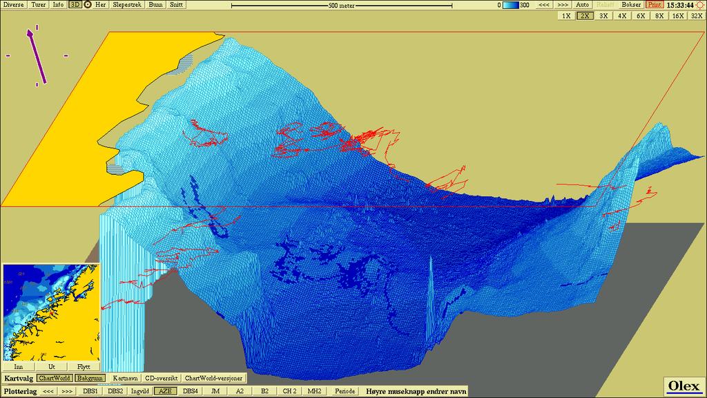 Vedlegg 3 Analyseområder (3D) Visualisering av undersøkelsesområdet i 3D og kartlagt resipient er illustrert i flere ulike vinkler angitt i figur V3.1 V3.4.