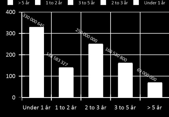 Ved beregning av durasjon for porteføljen er det antatt at alle lån, sertifikat og obligasjoner er priset til kurs lik 100 %.