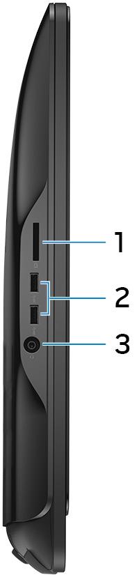 Venstre Figur 2. Sett fra venstre side 1 Mediekortleser Leser fra og skriver til mediekort. 2 USB 3.